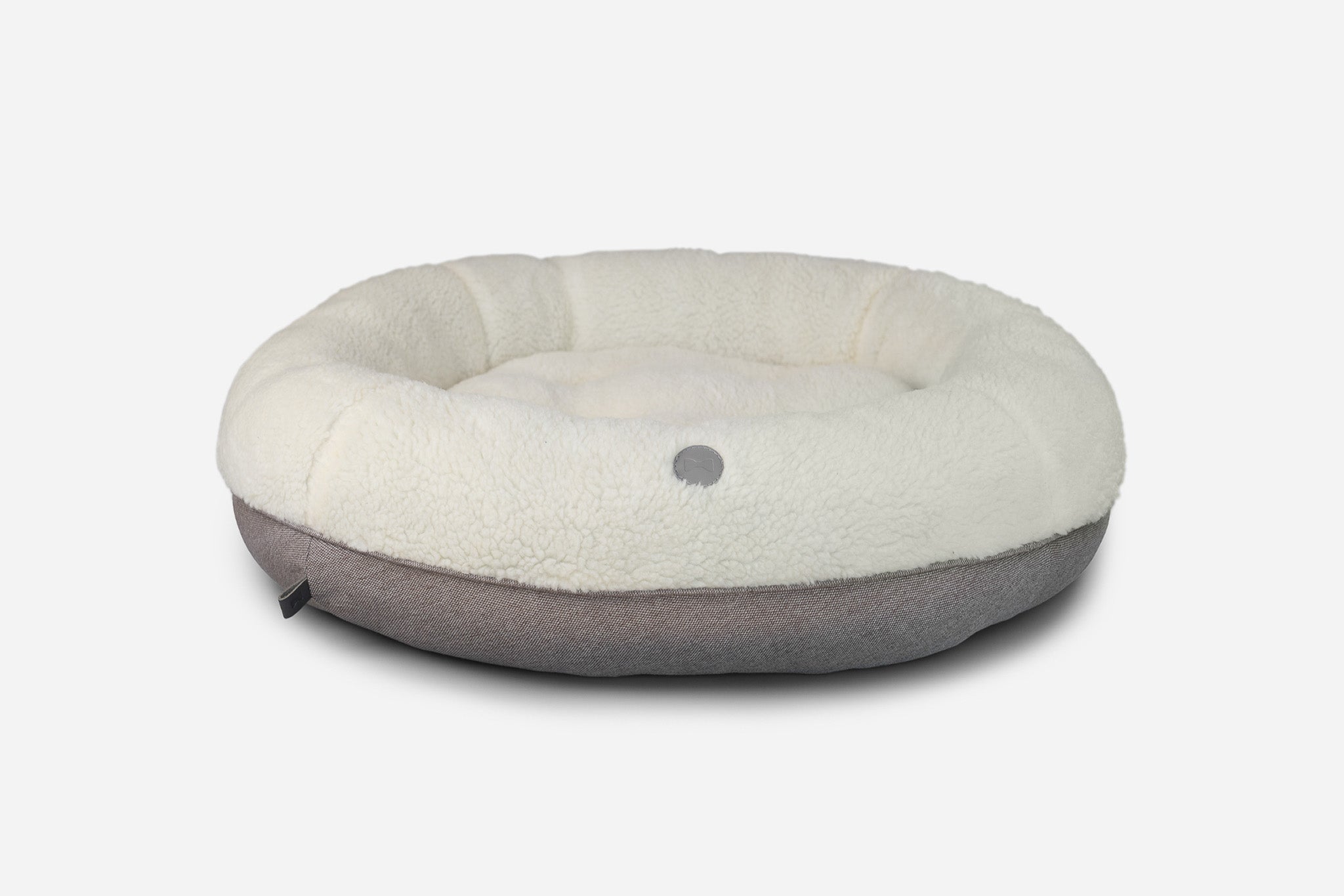 Furry Beige Donut Dog Bed