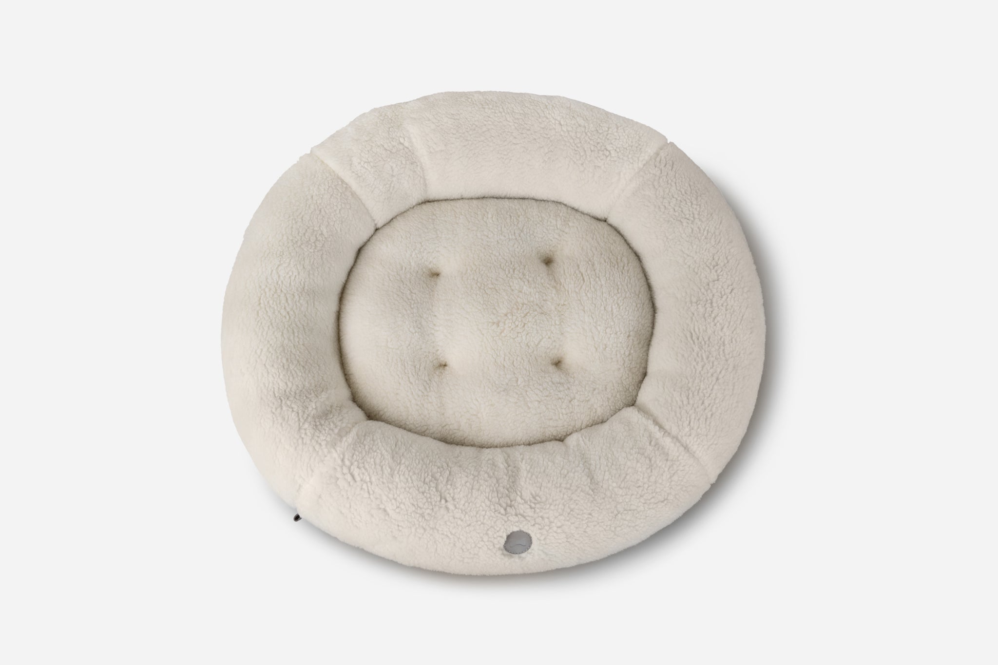 Furry Beige Donut Dog Bed