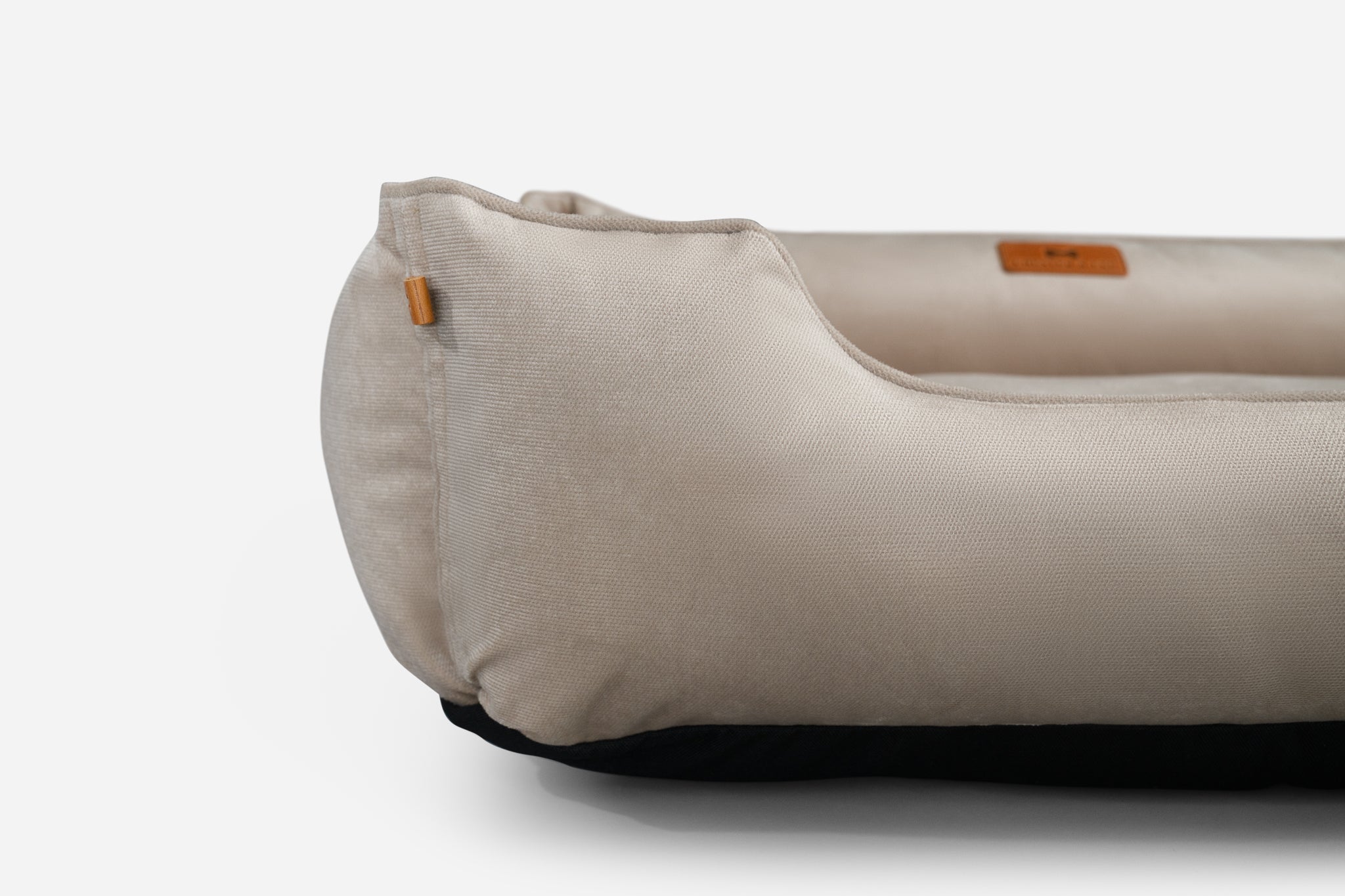 Classic Velvet Sleeper Dog Bed Beige