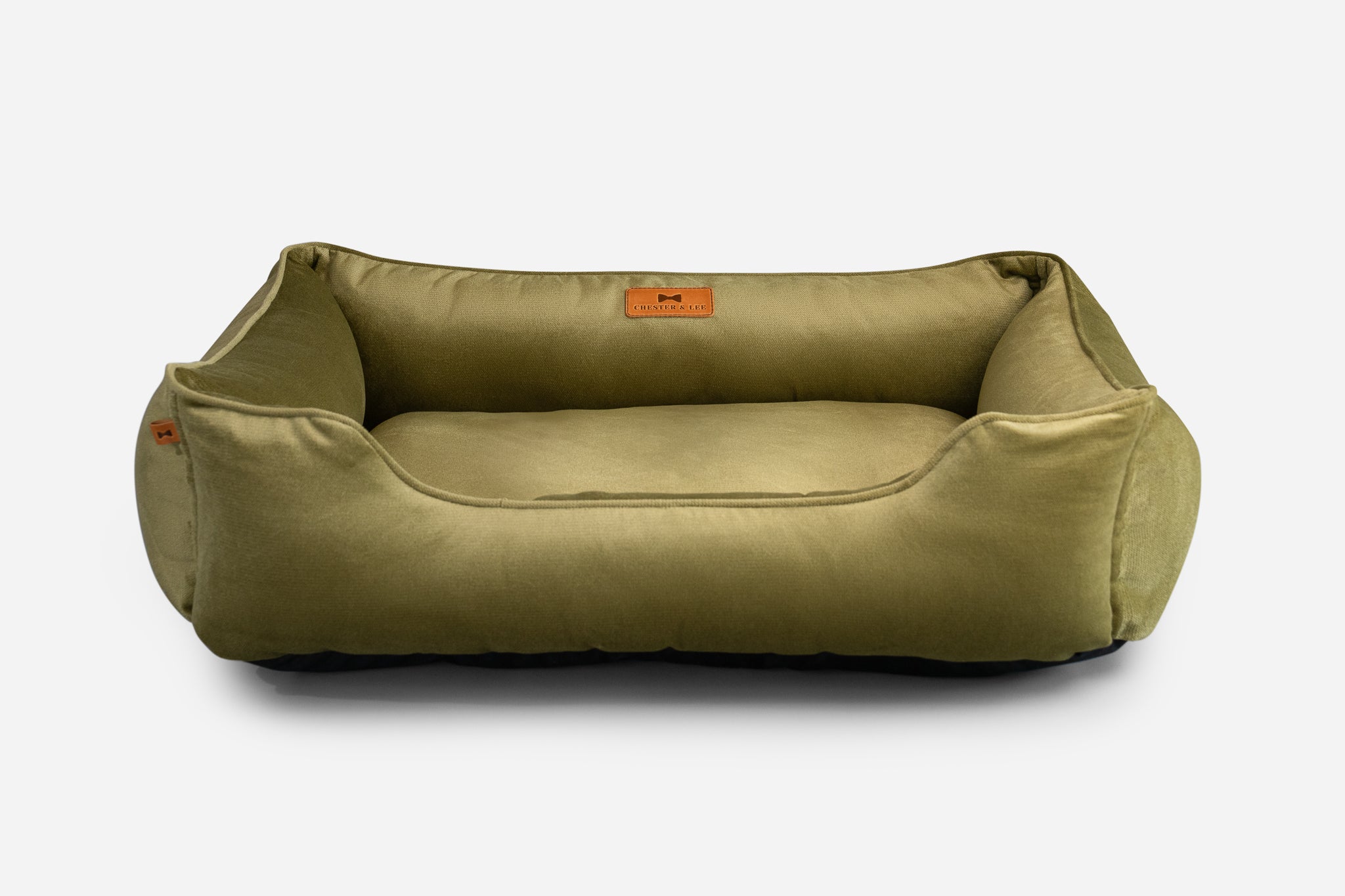 Vibrant Velvet Sleeper Dog Bed Olive