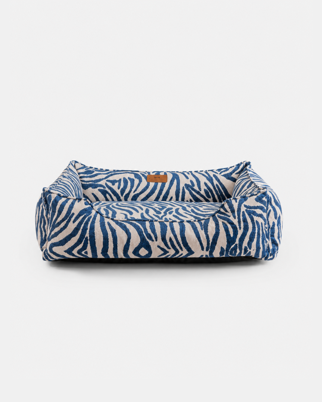 Chester & Lee | Velvet Sleeper Dog Bed Blue & White Animal Print