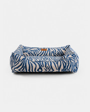 Chester & Lee | Velvet Sleeper Dog Bed Blue & White Animal Print