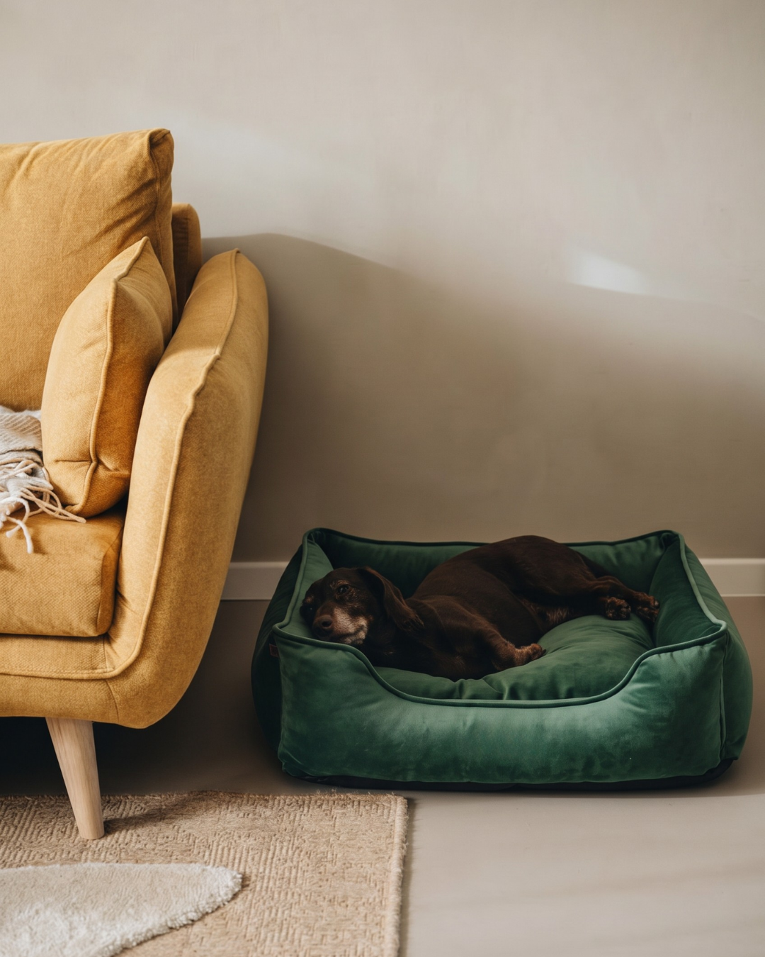 Chester & Lee | Classic Velvet Sleeper Dog Bed Green