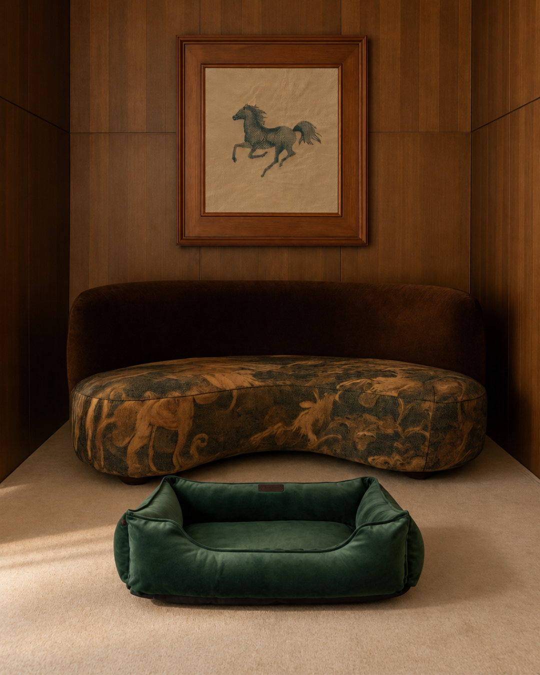 Classic Velvet Sleeper Dog Bed Green