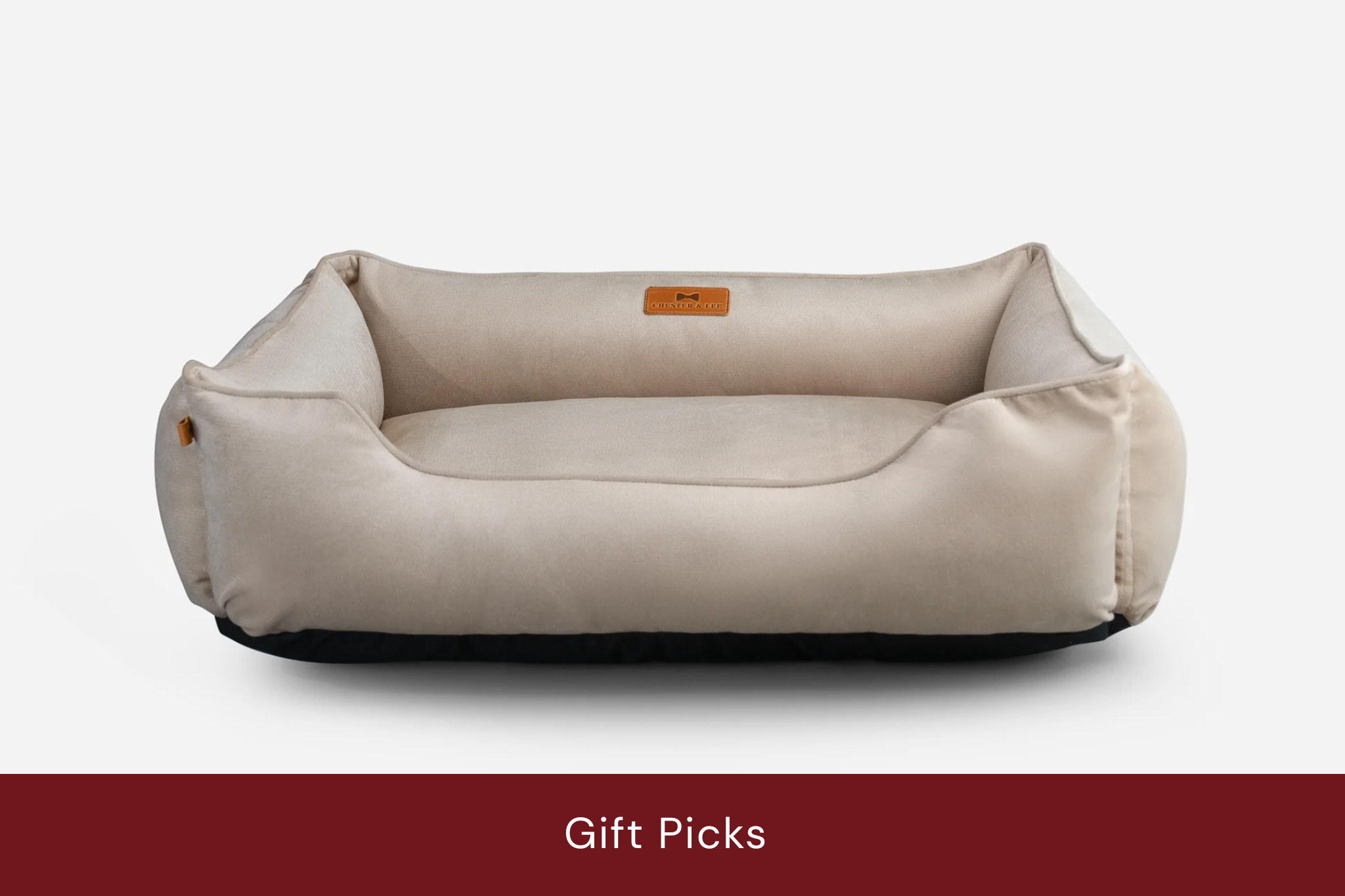 Classic Velvet Sleeper Dog Bed Beige